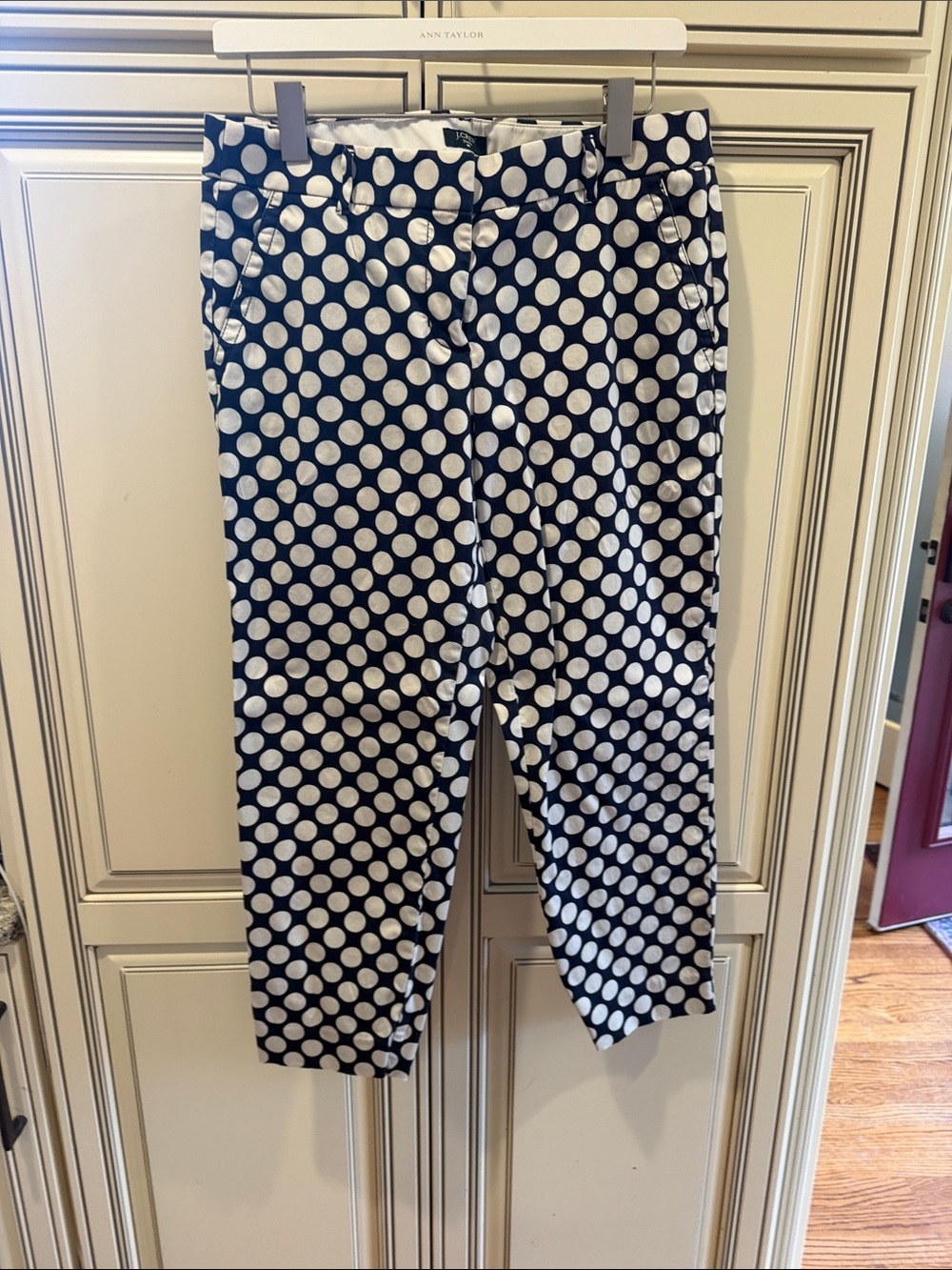 J. Crew Navy and White Polka Dot Pants
